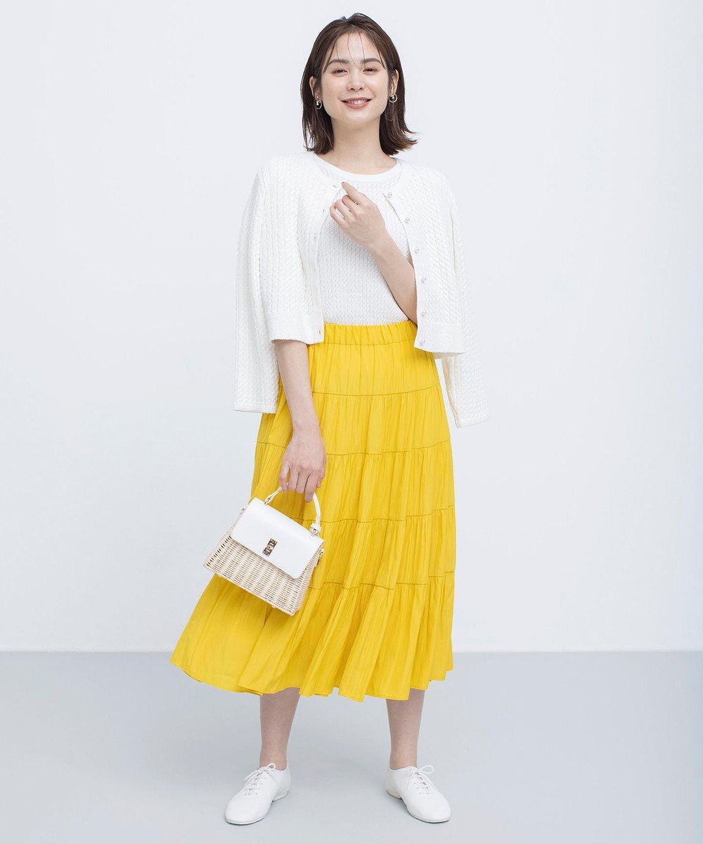 組曲 L ギャザーライトデシン ティアードスカート 