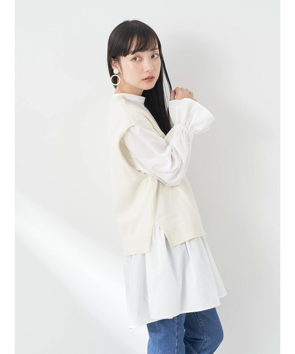 earth music&ecology ＳＥＴ２点Ｖネックベスト＋スタンドカラーチュニック 