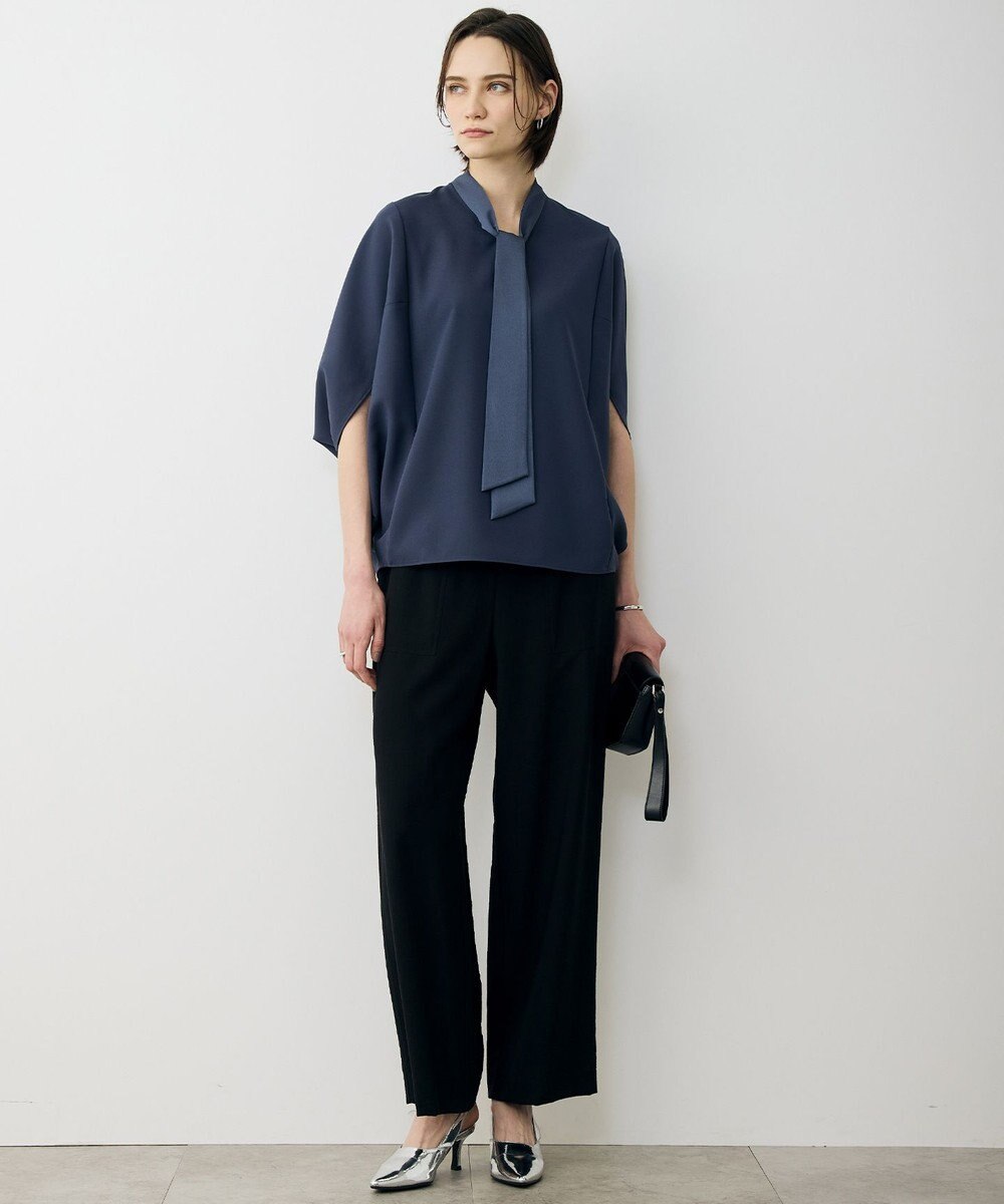 ICB 【先行予約】 FluidBackSatin ドルマンスリーブボウタイブラウス 