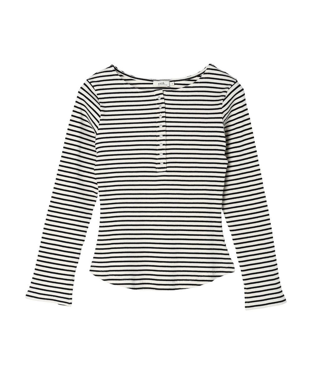 earth music&ecology パールヘンリーリブプルオーバー 