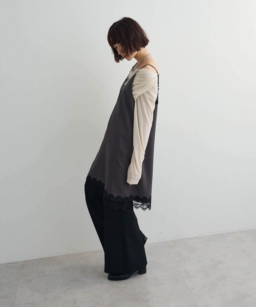 Green Parks ２ＷＡＹレース×ピンストライプキャミソールワンピース 