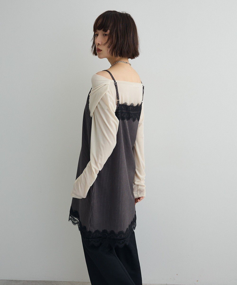 Green Parks ２ＷＡＹレース×ピンストライプキャミソールワンピース 