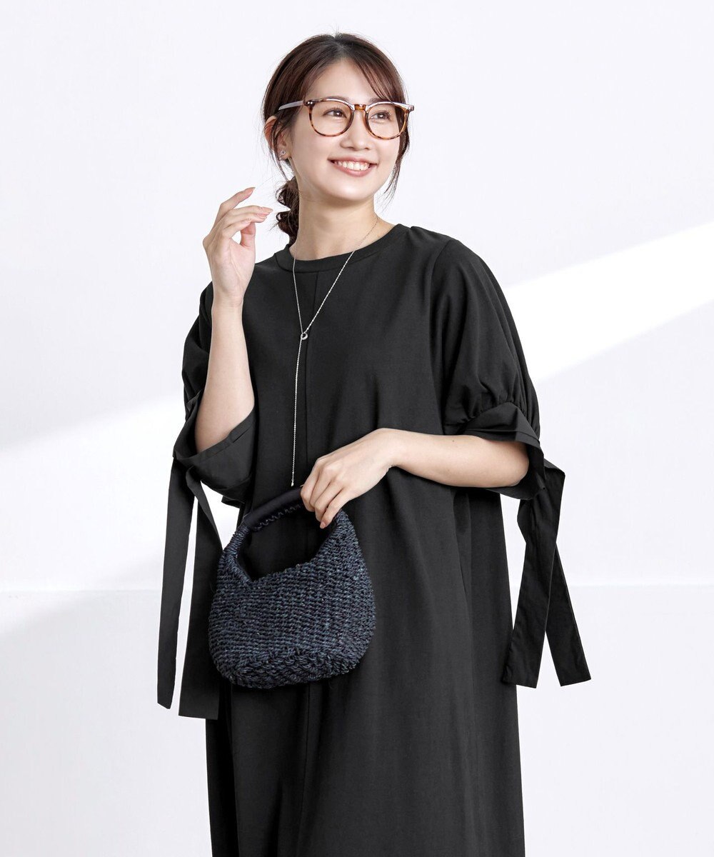 Tiaclasse 【洗える】デザインカフス付きマキシカットソーワンピース 