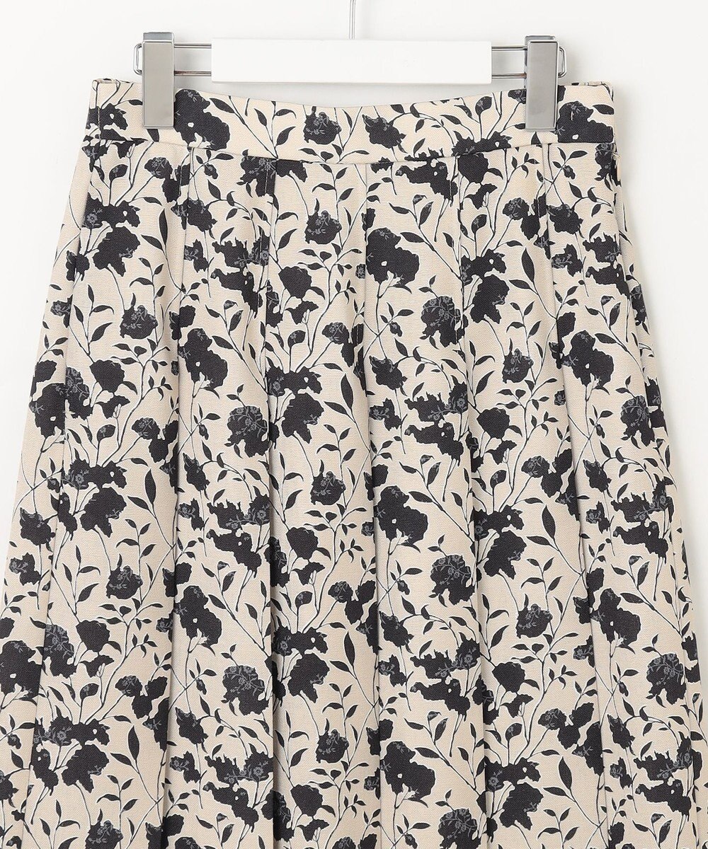 自由区 L 【洗える】リネンライクフラワープリント スカート 