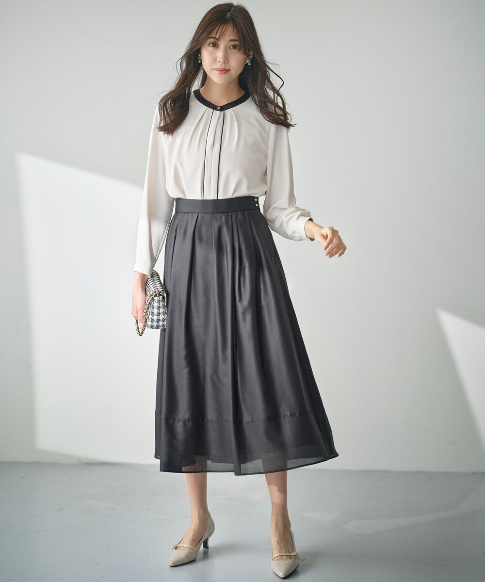 ANY SIS 【洗える】シアーチンツタック スカート 
