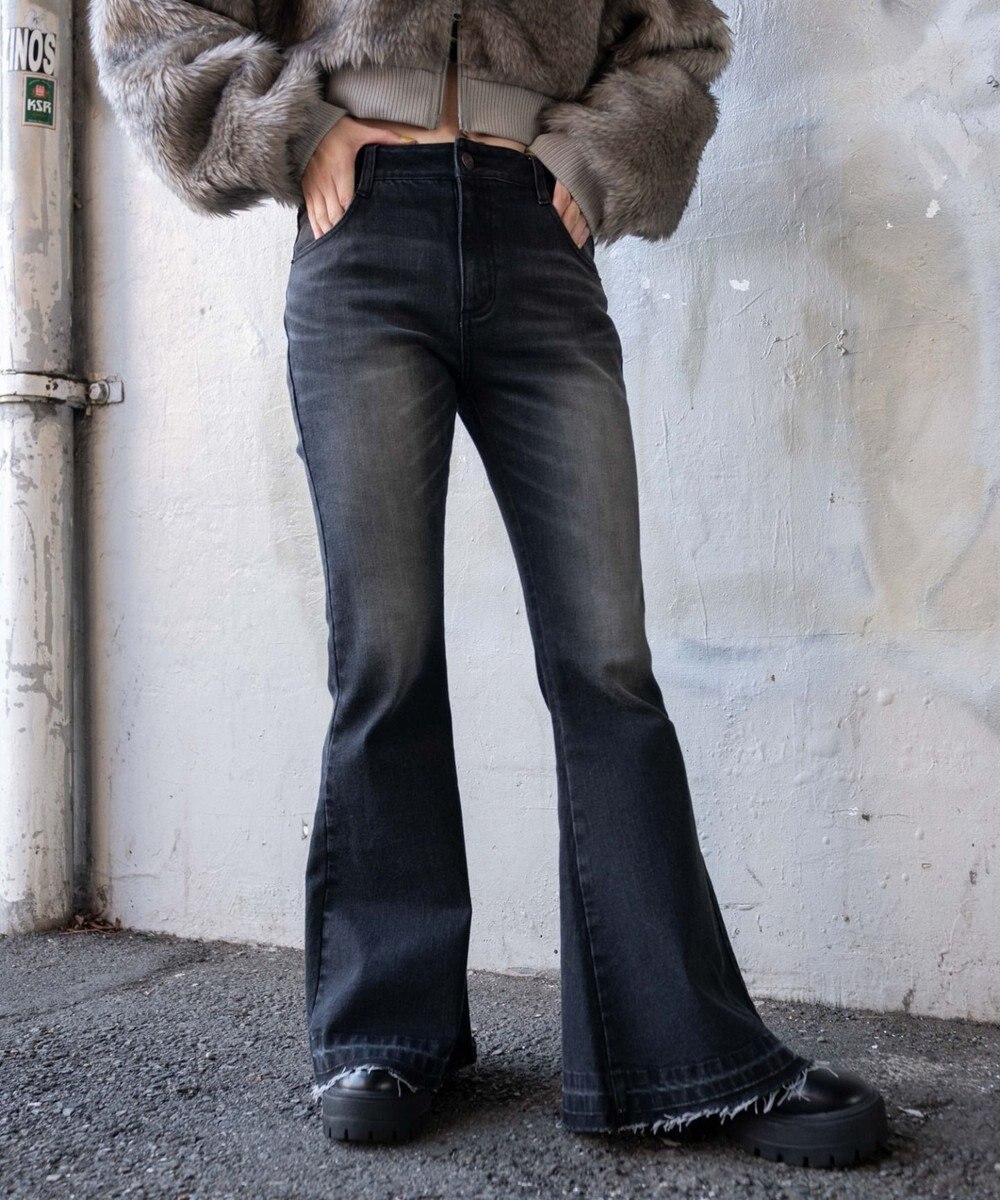 WEGO ローライズスーパーフレアデニムパンツ 