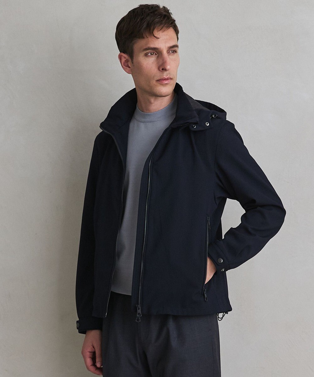 GOTAIRIKU 仕事で着られる【シワになりにくい/洗える/ストレッチ/吸水速乾】バブルテック フーデッドブルゾン 