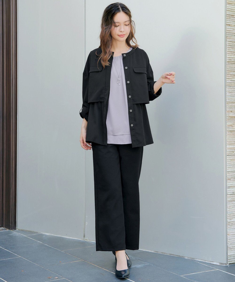 Tiaclasse L 【日本製・洗える】ジョーゼットニットワイドパンツ 