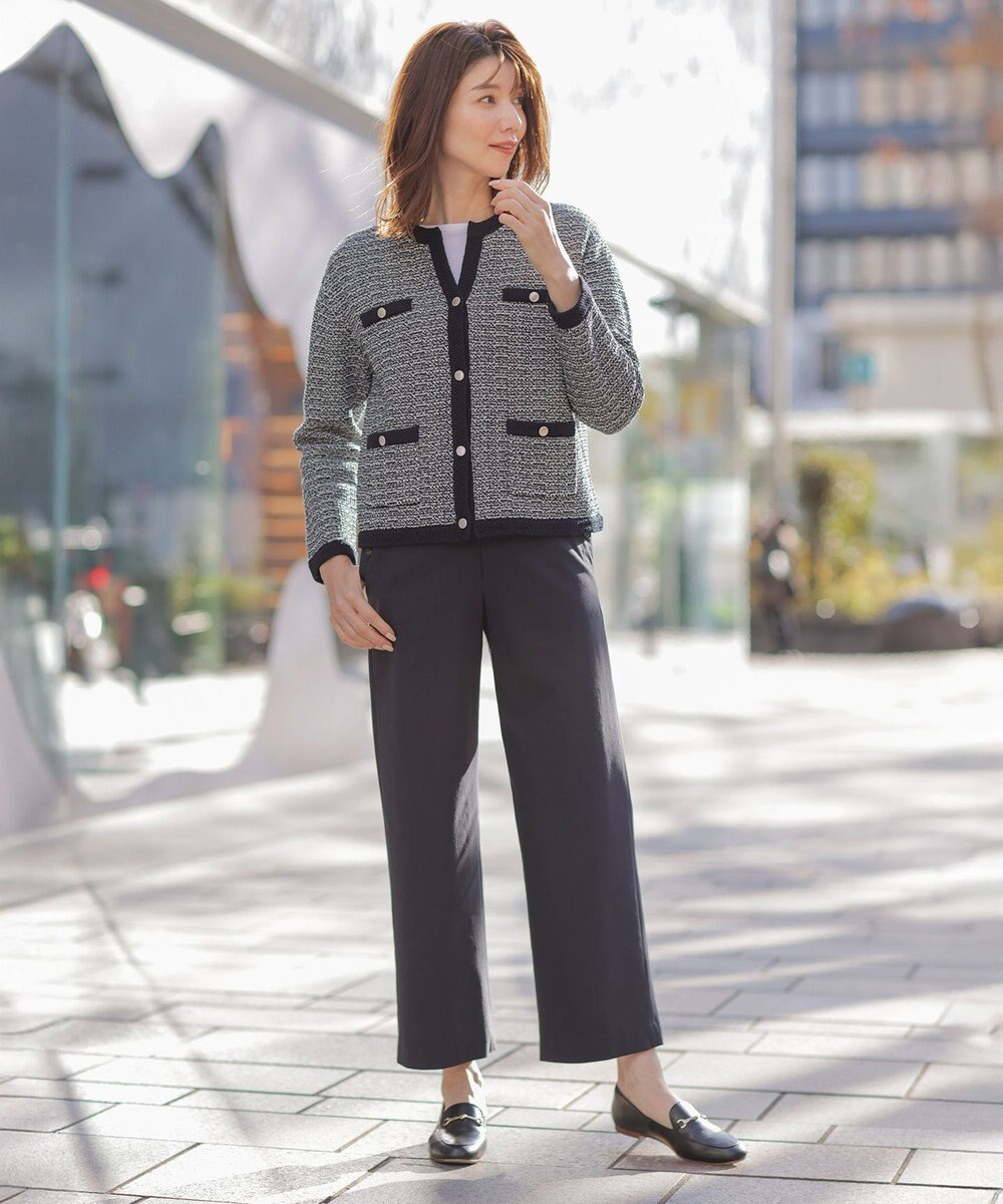 J.PRESS LADIES S 【セットアップ対応・洗える】セルロースリネンストレッチ ワイド パンツ 