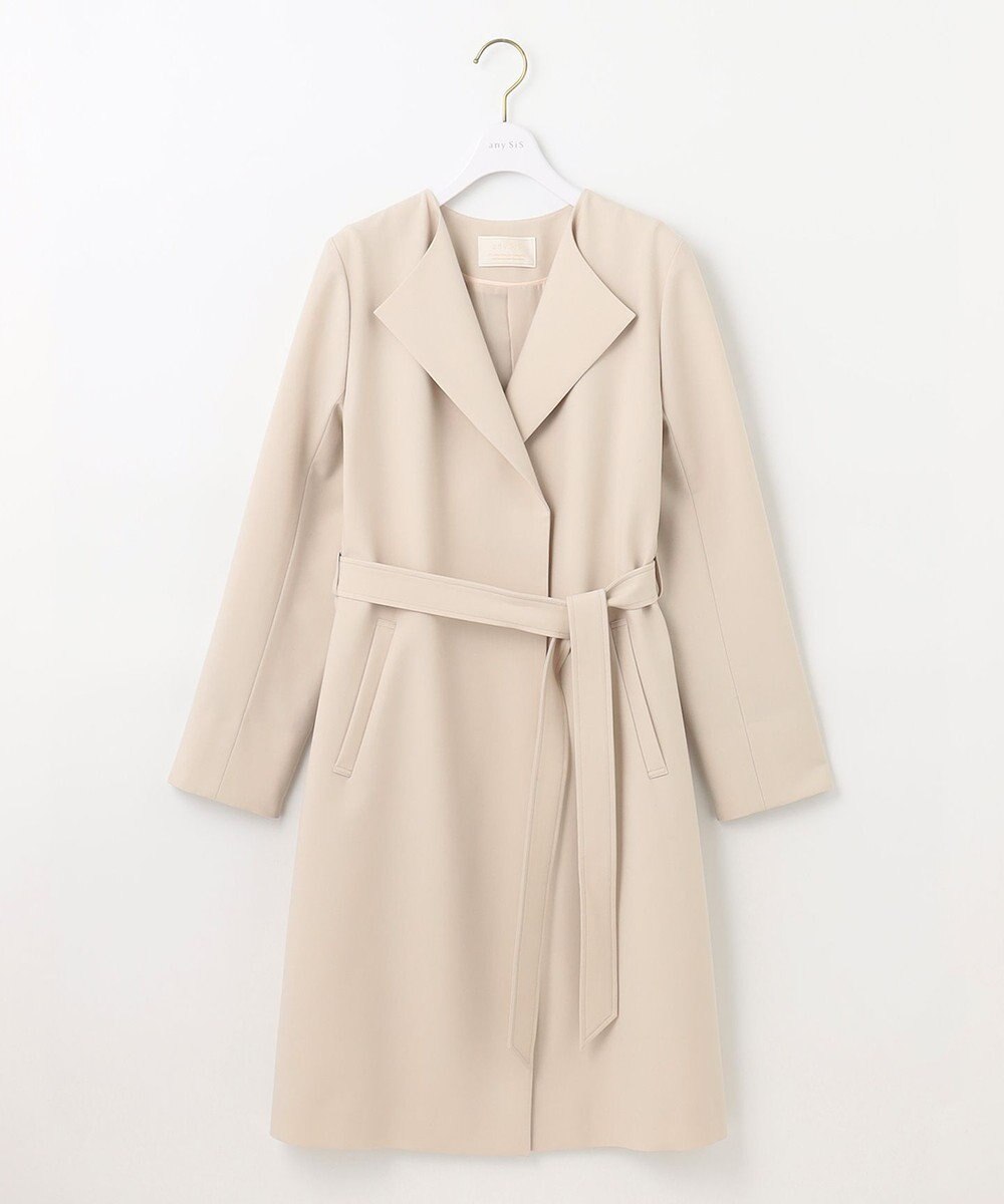 ANY SIS ノーカラーロングテロンチ コート 