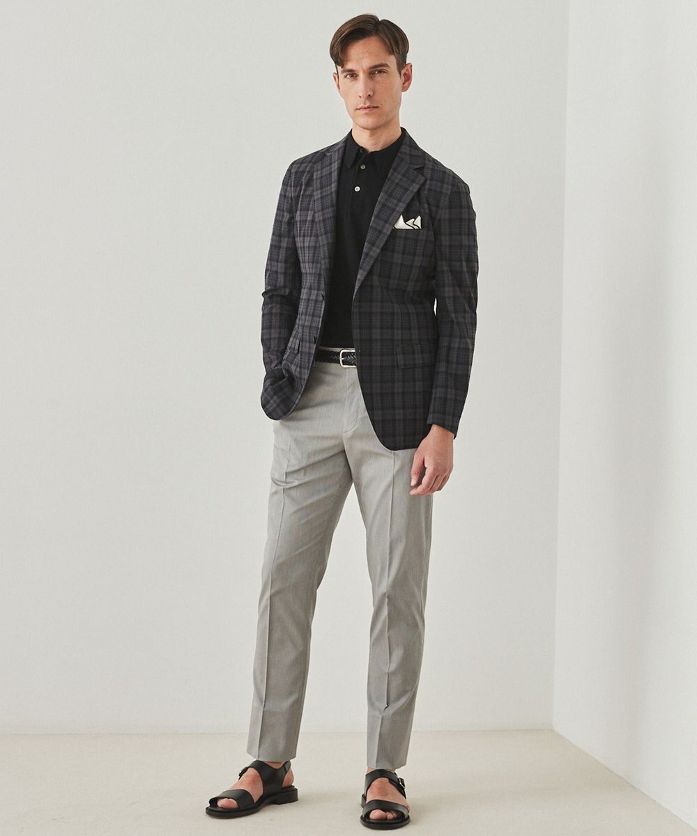 GOTAIRIKU 清涼サッカー素材【通気性/軽量】空羽サッカー マドラスチェック シャツジャケット 