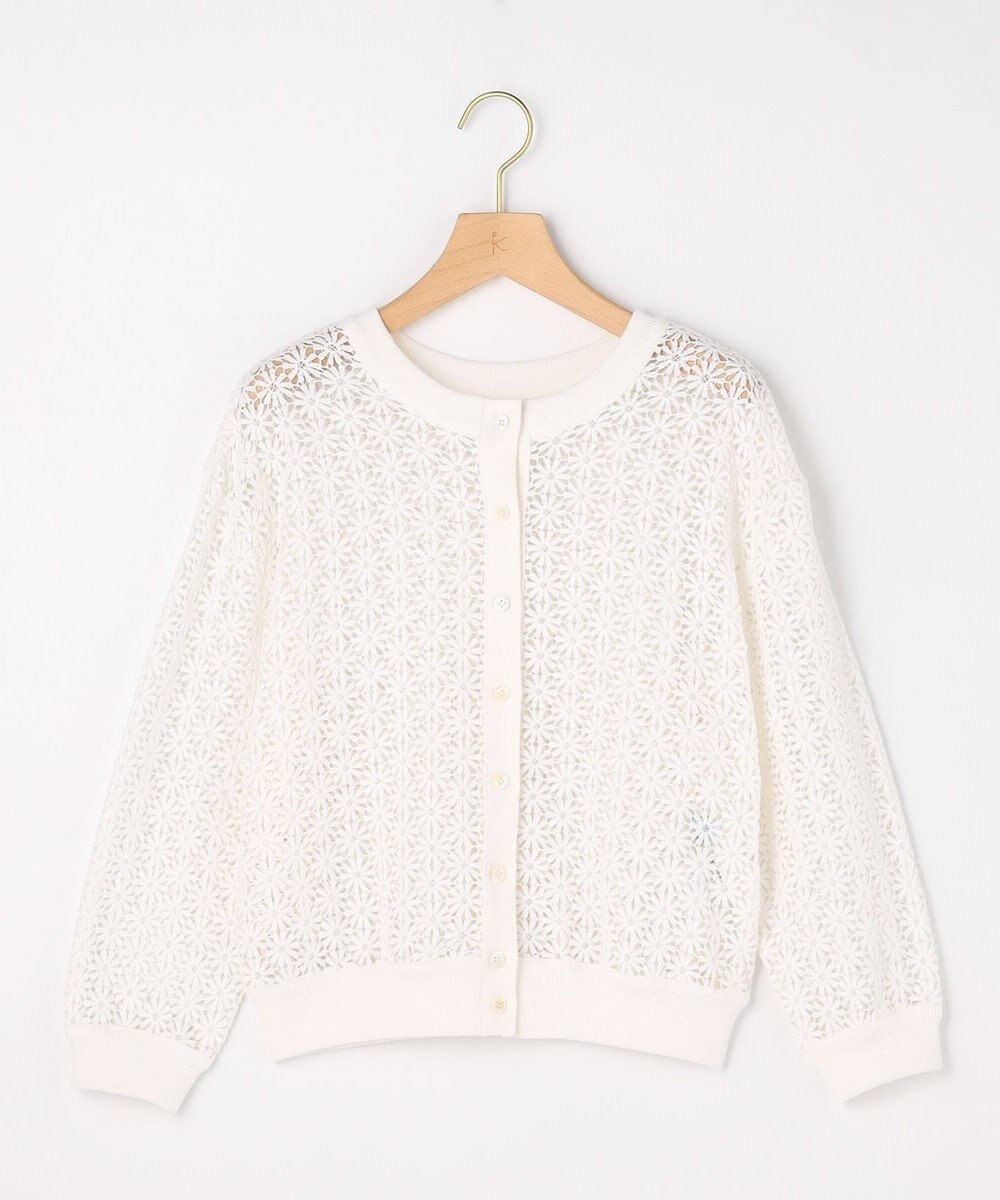 組曲 【先行予約・前後着用可】コットンフラワーレーシー カーディガン 