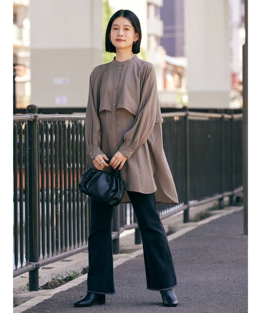 AMERICAN HOLIC バンドカラーフリルシャツチュニック 