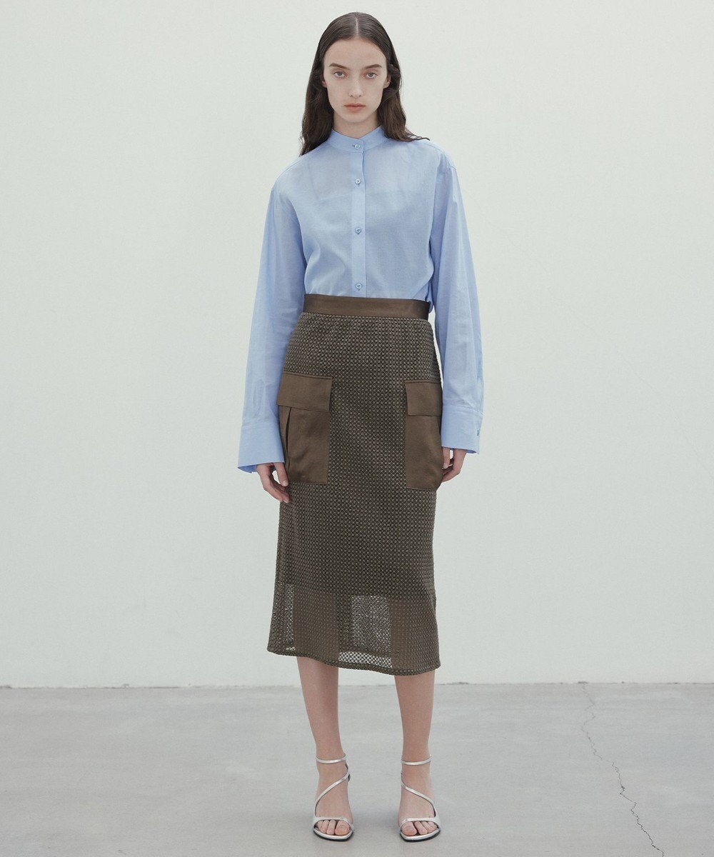 BEIGE， NIGELLA / 異素材MIXコットンレースビックポケットスカート 