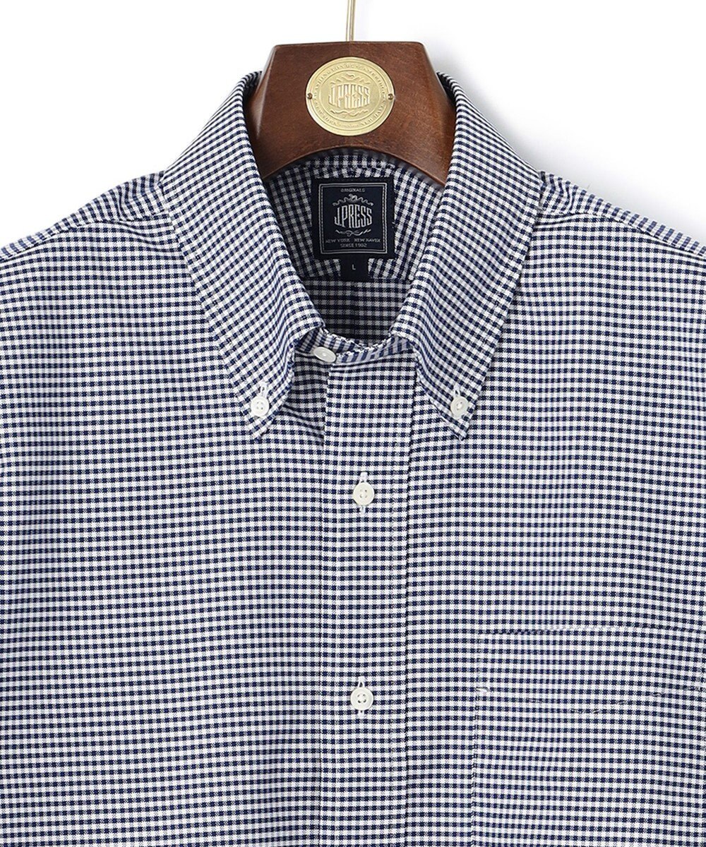 J.PRESS MEN 【PREMIUM PLEATS / 形態安定】ギンガムチェック 半袖シャツ / B.D. 