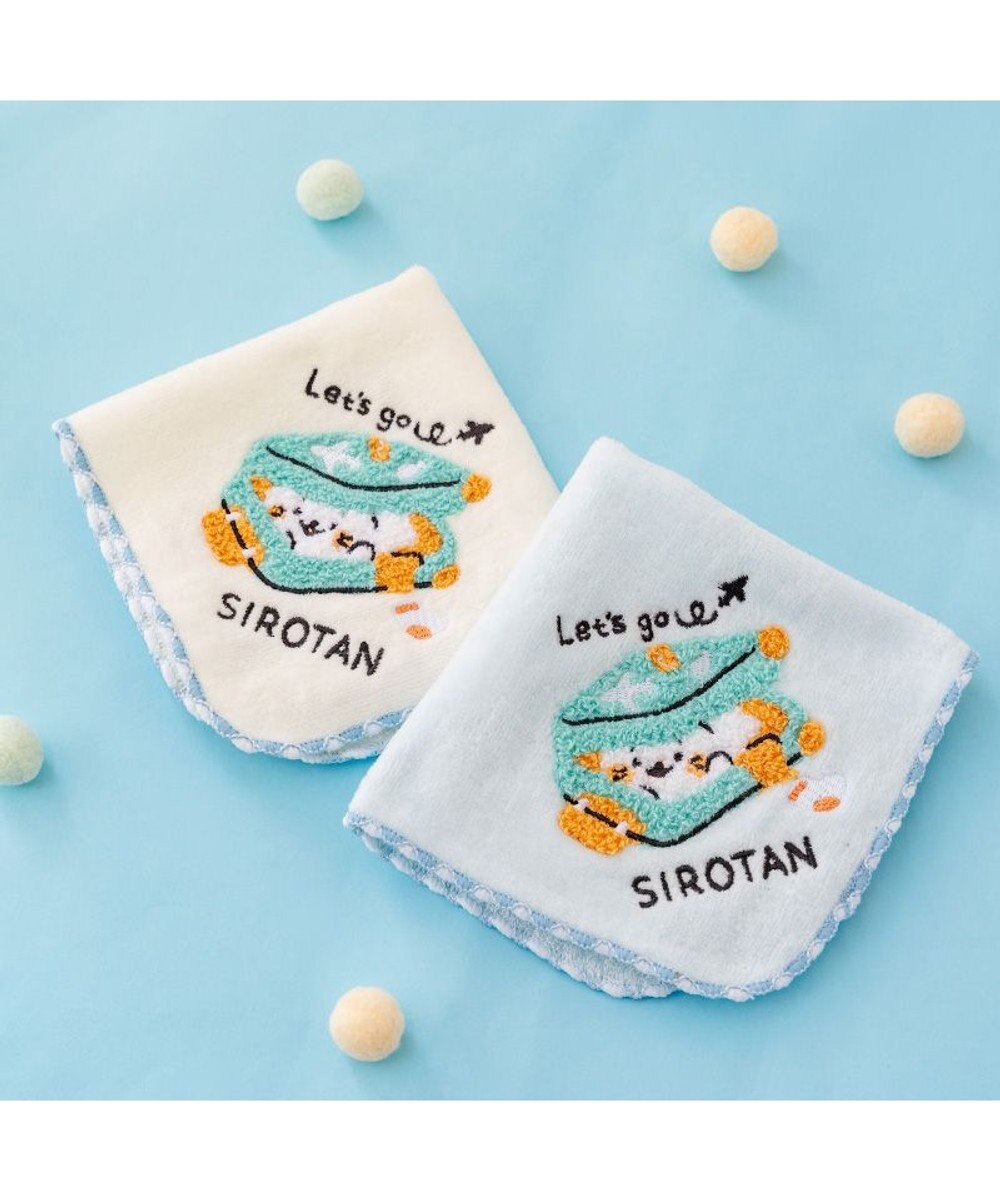 Mother garden しろたん ミニタオル 《スーツケ柄　青》 