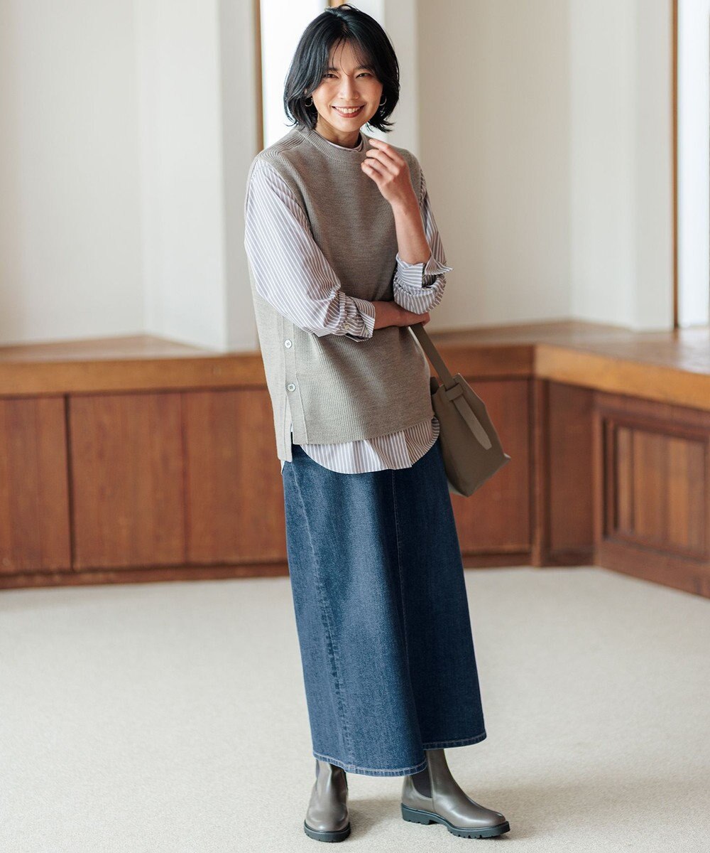 23区 【洗える】ベーシックカタアゼ ニットベスト 