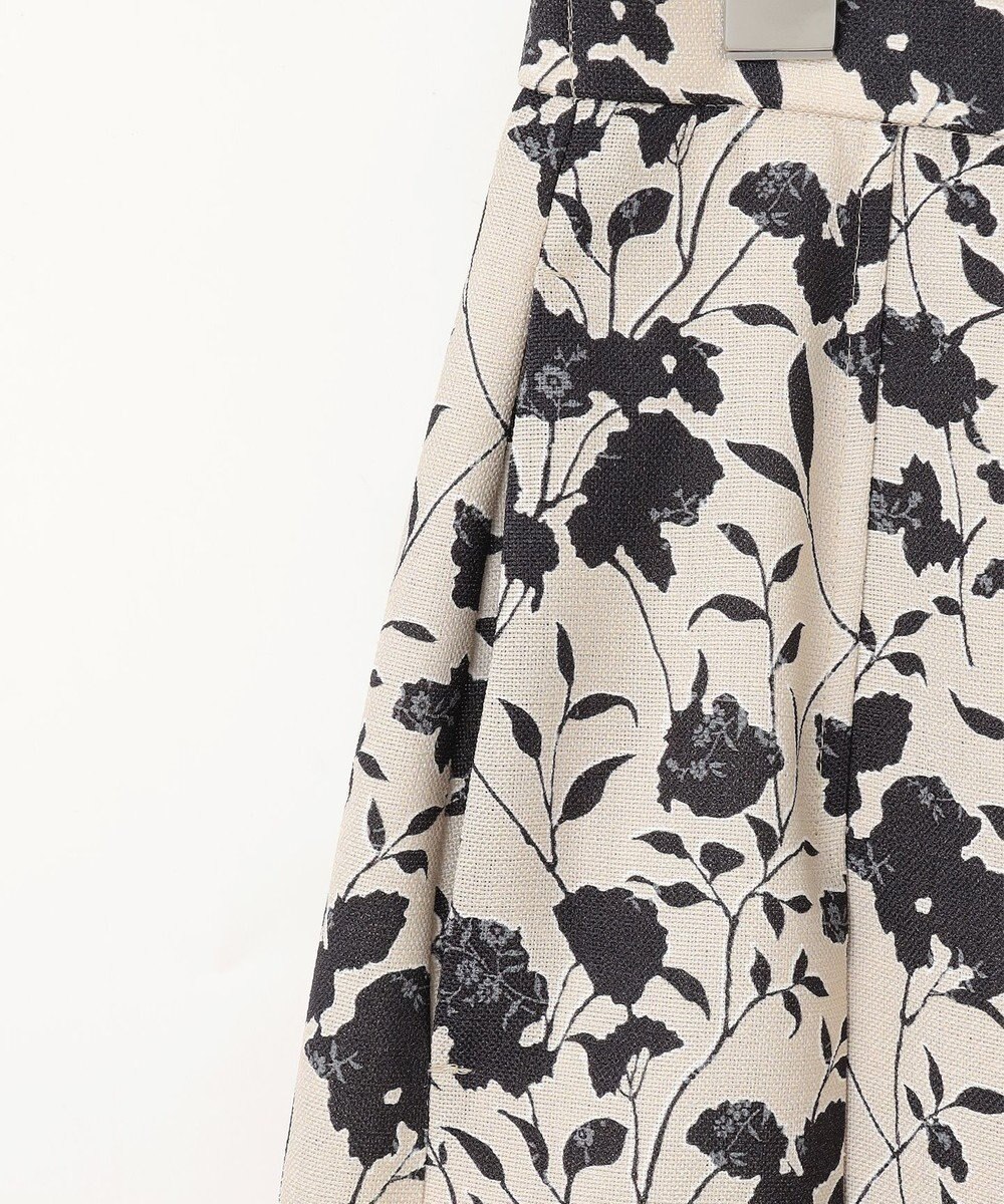 自由区 【洗える】リネンライクフラワープリント スカート 