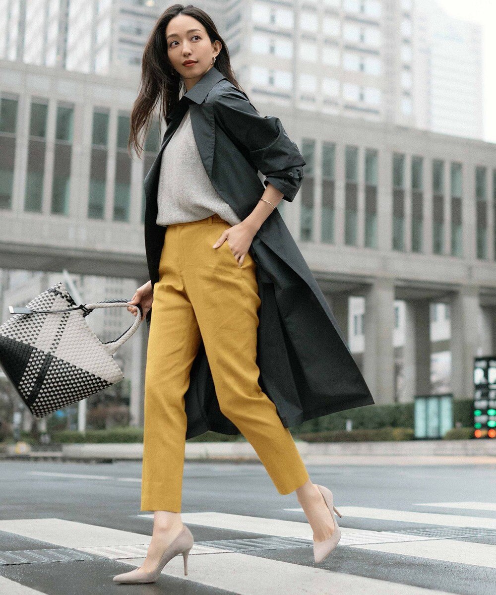 23区 【洗える】リネンレーヨンストレッチ テーパードパンツ 