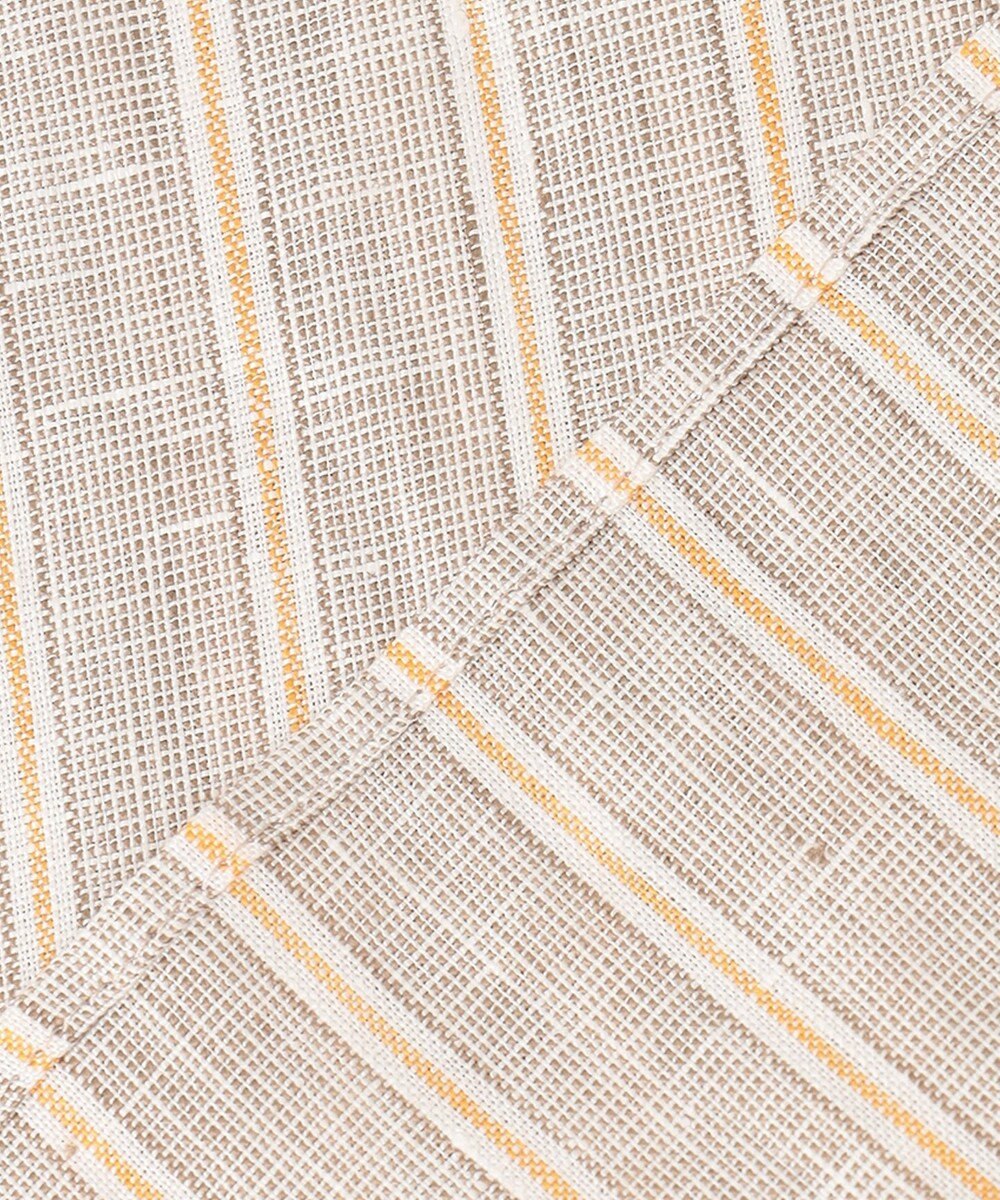 自由区 【洗える】リネンストライプ ボートネックブラウス 