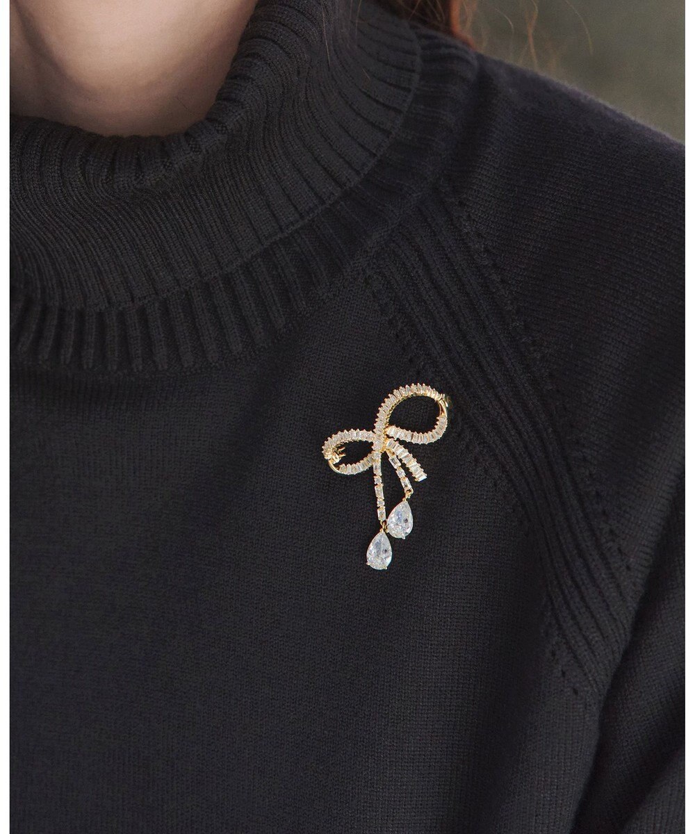 Tiaclasse 【安田美沙子さん着用】キュービックリボンモチーフブローチ 