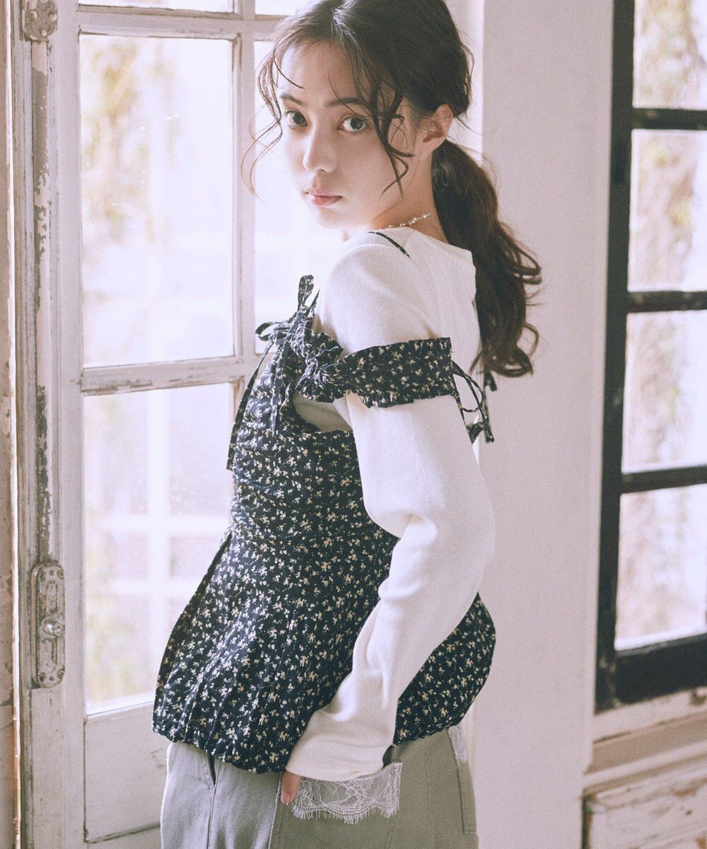 earth music&ecology フラワーペプラムビスチェ 