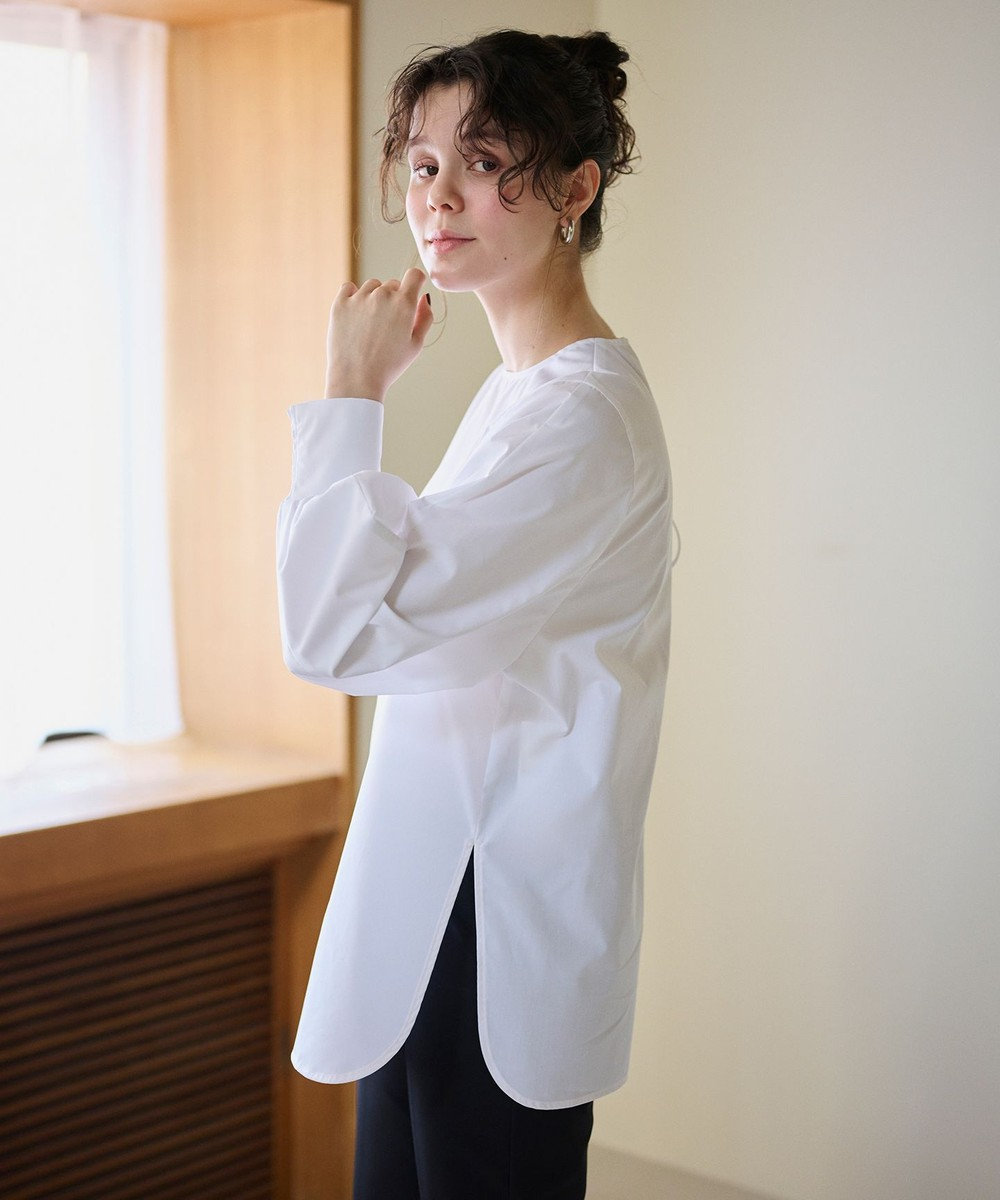 #Newans 【洗濯機可】シャーリングカフスシャツ 