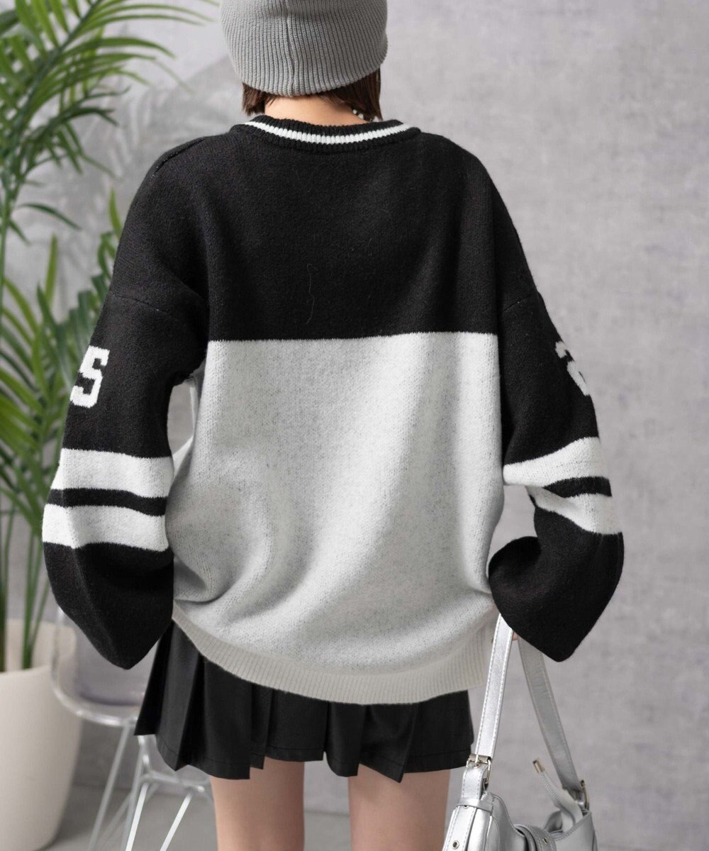 WEGO ナンバリングラインフラッフィーニット 