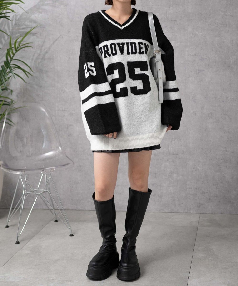 WEGO ナンバリングラインフラッフィーニット 