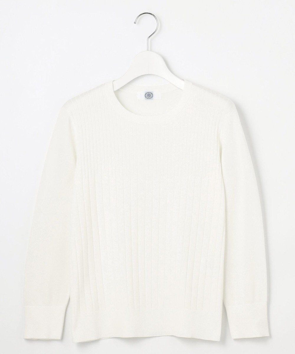 J.PRESS LADIES L 【洗える】Cotton Acetate ストライプ ニット プルオーバー 