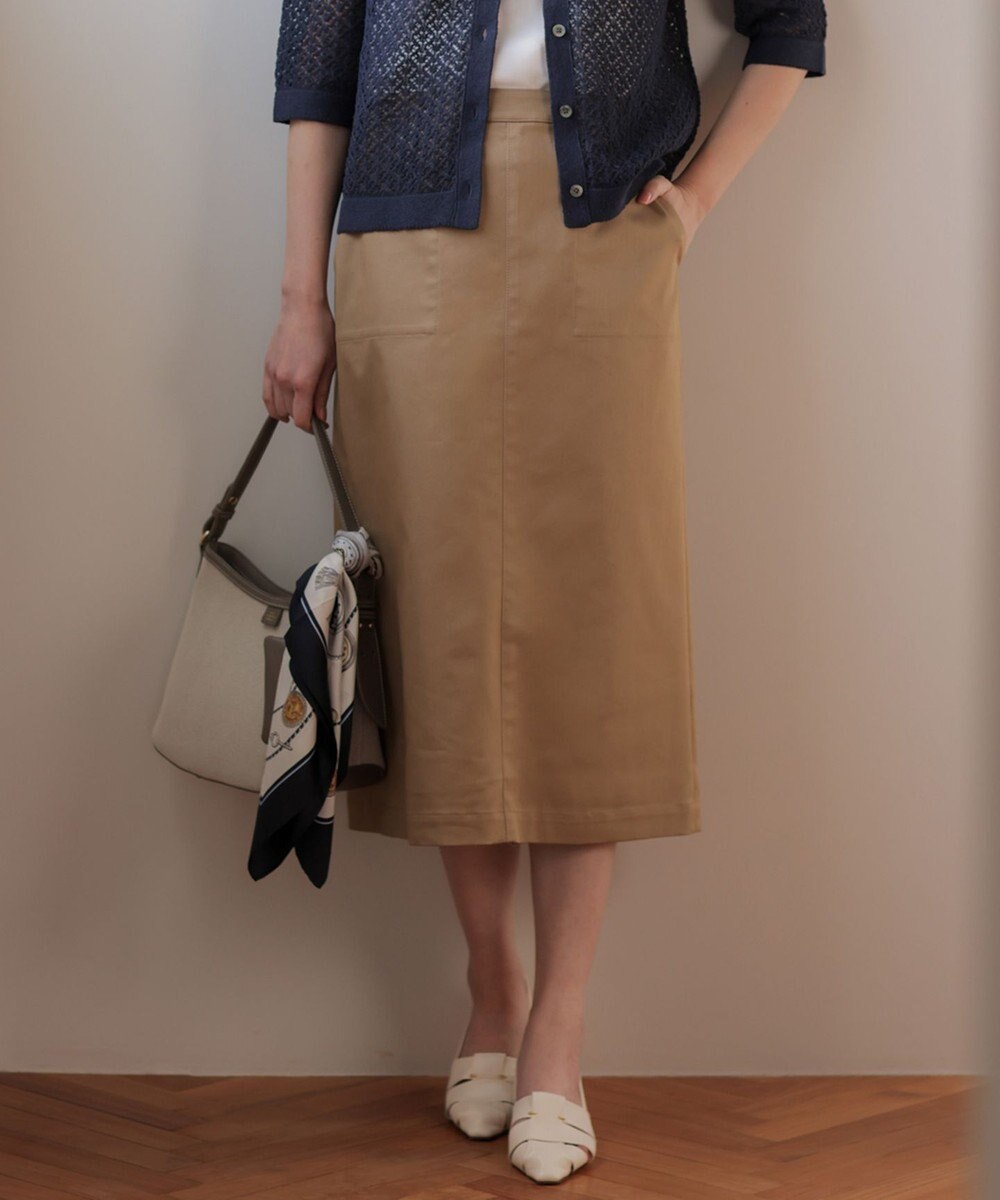 J.PRESS LADIES L 【WEB限定カラーあり】TCシャンブレーサテンST ナロー スカート 