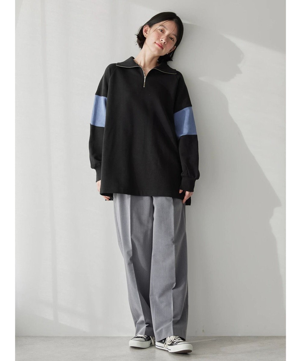 AMERICAN HOLIC ハーフＺＩＰ配色切り替え裏毛チュニック 
