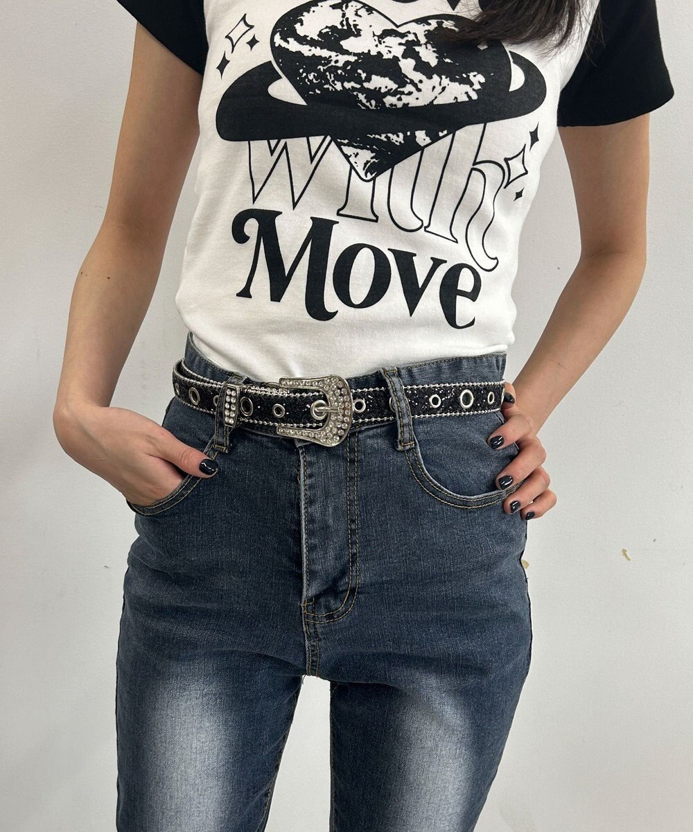 WEGO Lビジューバックルラメベルト 