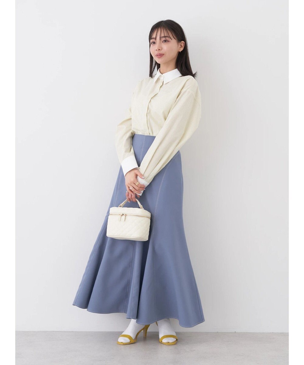 earth music&ecology 配色ステッチパネルフレアスカート 