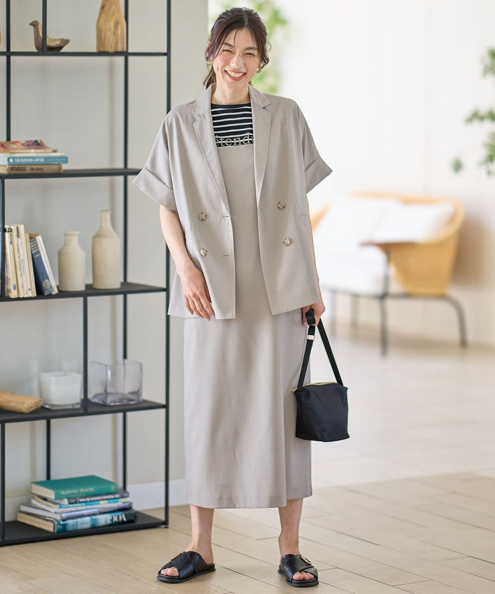 ANY 【洗濯機可/セットアップ可/UVケア/速乾/イージーケア】サラサラテックリネン半袖テーラードジャケット 