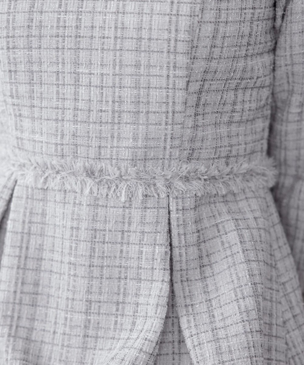 Tiaclasse 絶妙なMIXカラーのツイード素材で存在感溢れるタックワンピース 