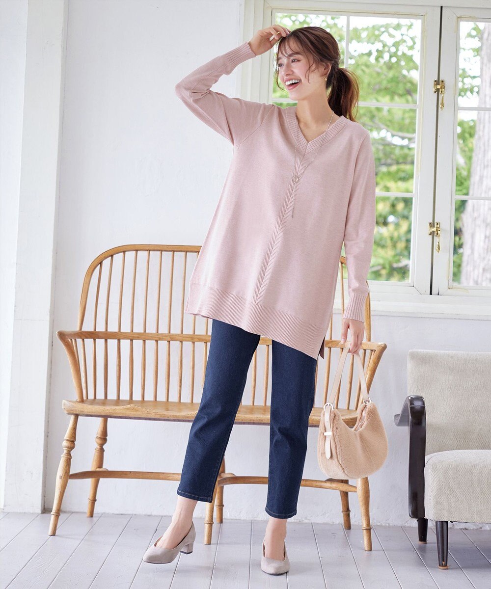 Tiaclasse 【日本製】キラキラ輝く石付きの大人カジュアルなフープ＆バーネックレス 