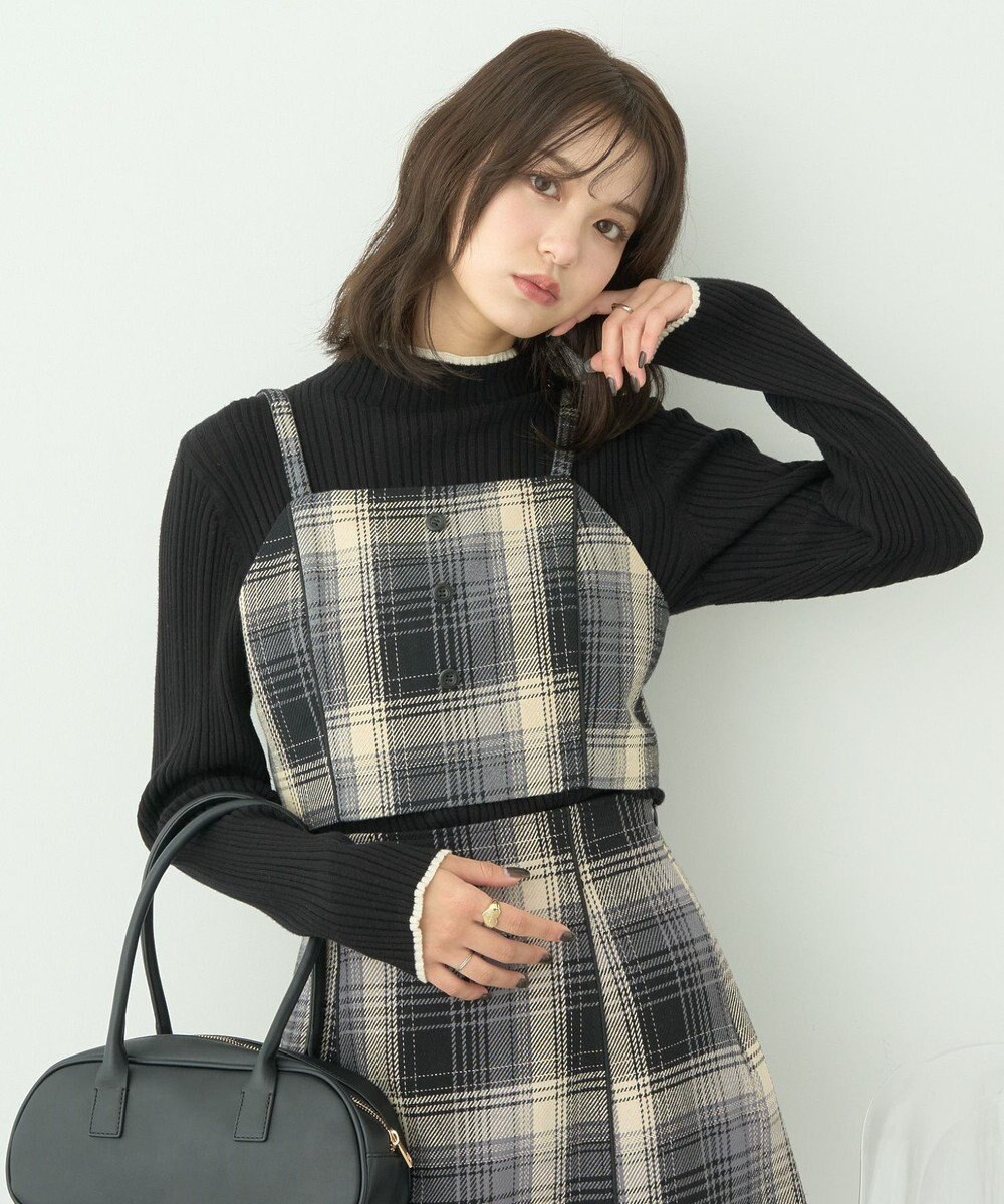 earth music&ecology コットンツイルチェックビスチェ 