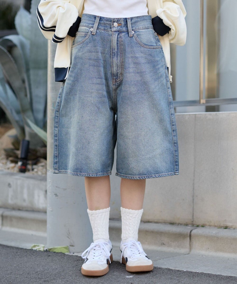 WEGO 【ユニセックス着用ITEM/SMLサイズ展開】スーパーバギーデニムショーツ 