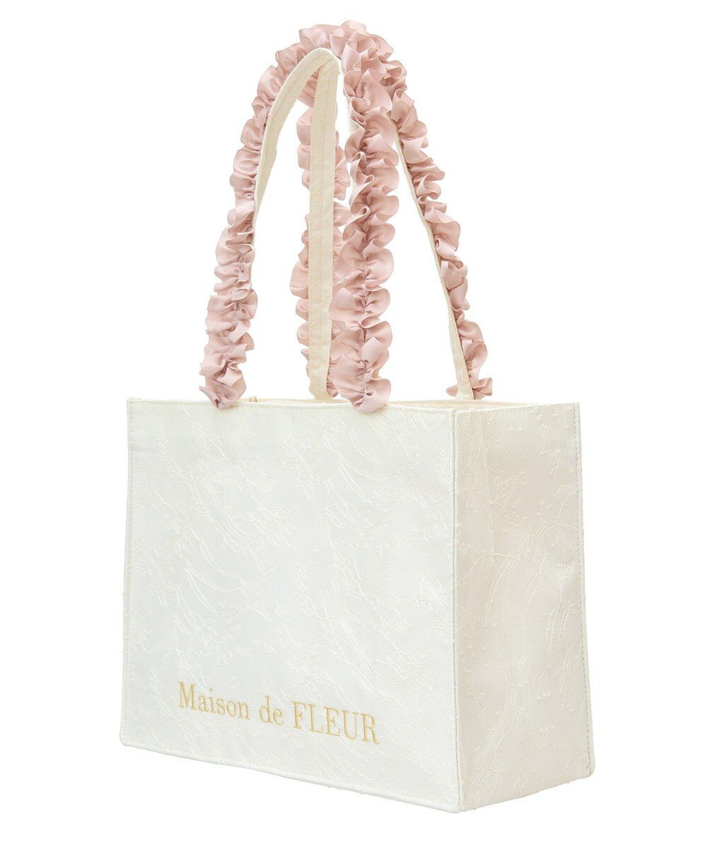 Maison de FLEUR EC限定レースフリルハンドルスクエアトートMバッグ 