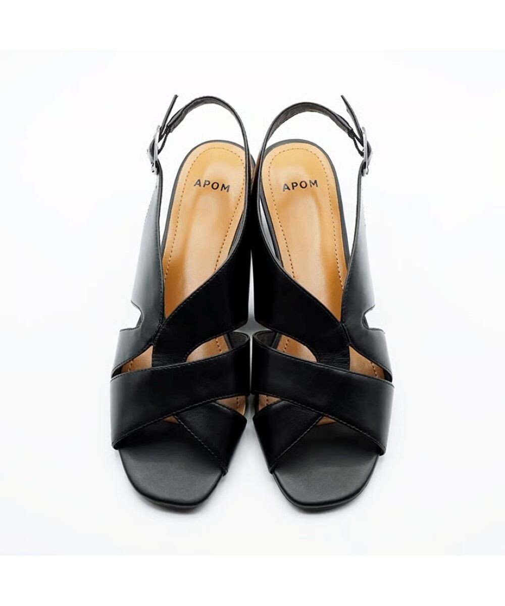 APOM モールドウエッジアシンメトリースリングバックサンダル45 