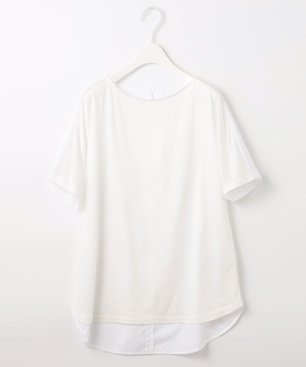 J.PRESS YORK STREET 【WOMEN】ファブリックコンビドルマン Tシャツ ホワイト系