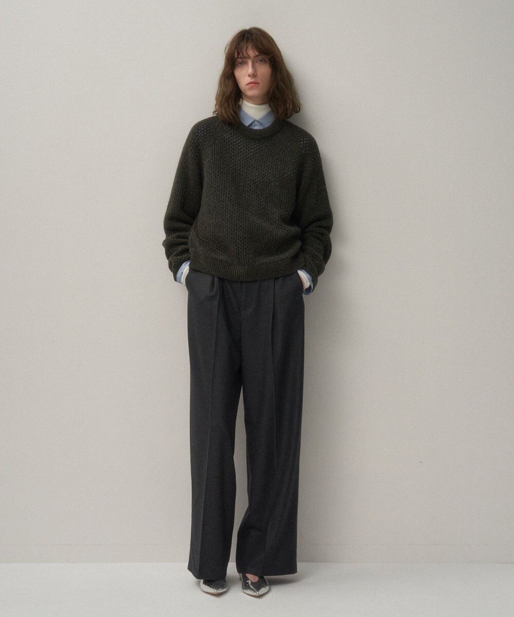 ATON MERINO COLLEGE FLANNEL | タックワイドパンツ 