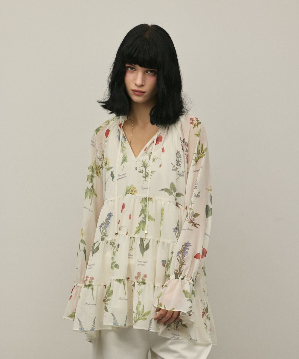 GRACE CONTINENTAL ボタニカルプリントチュニックトップ 