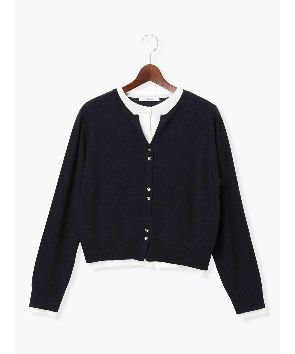 Te chichi 配色レイヤードカーディガン 