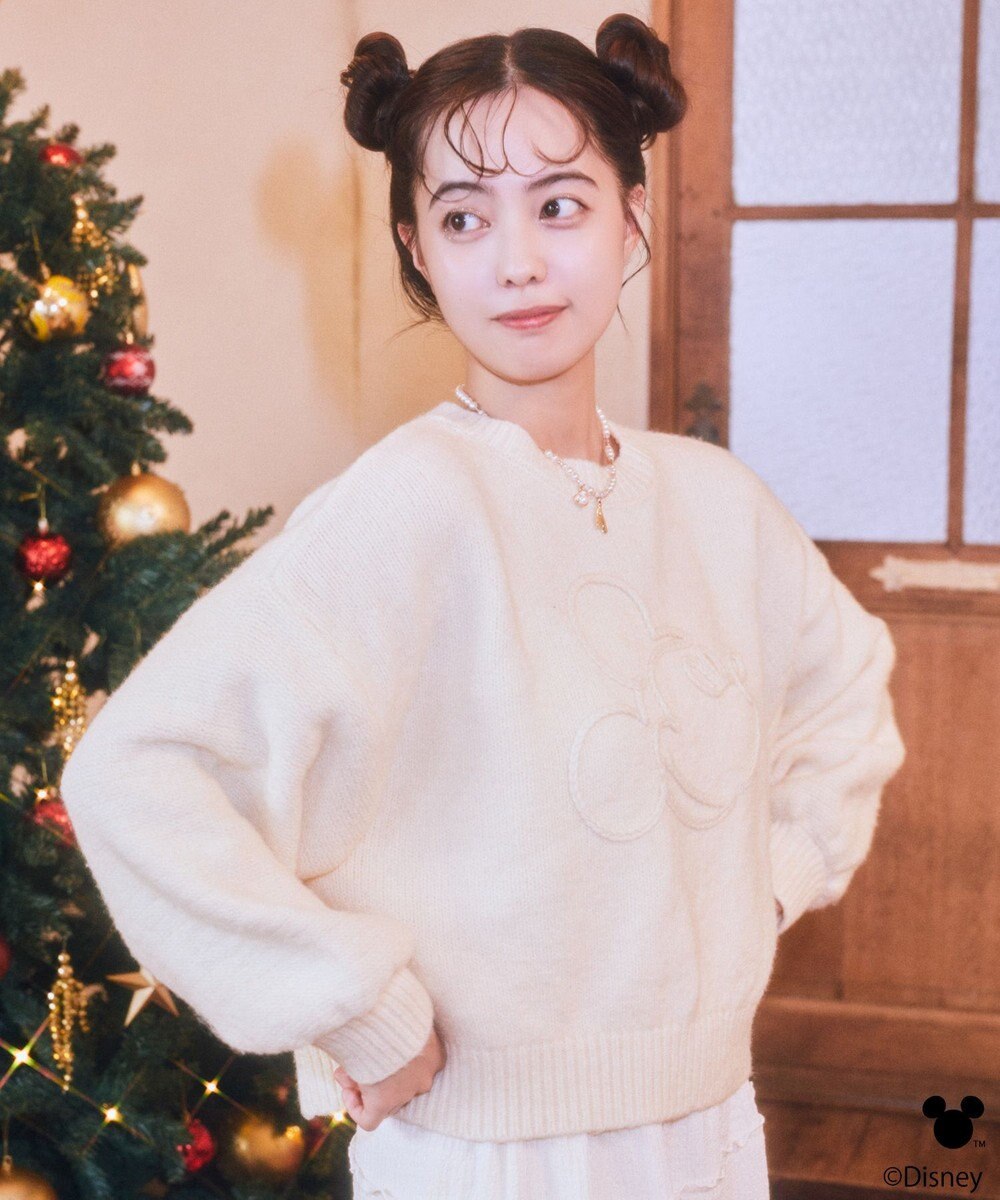 earth music&ecology 【予約】Disney/ミッキーコード刺繍ニットプルオーバー 