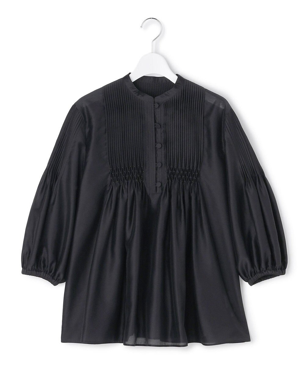 23区 L 【R(アール)】スモッキングタックオーガンザ ピンタック ブラウス 