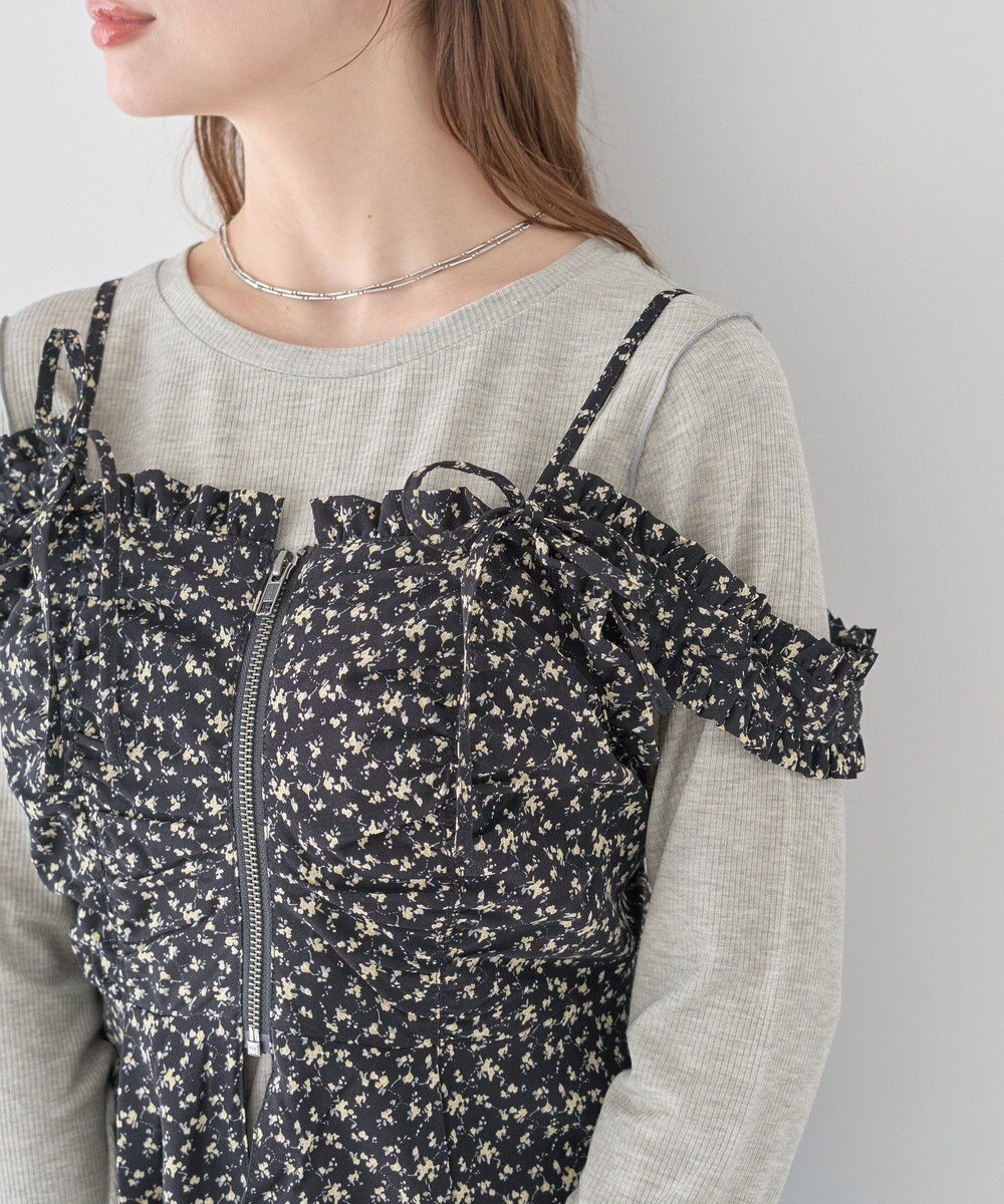 earth music&ecology フラワーペプラムビスチェ 