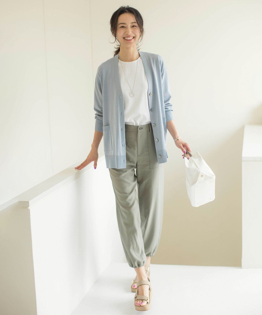 J.PRESS LADIES L 【洗える】 Co/Peライト Vネック カーディガン 