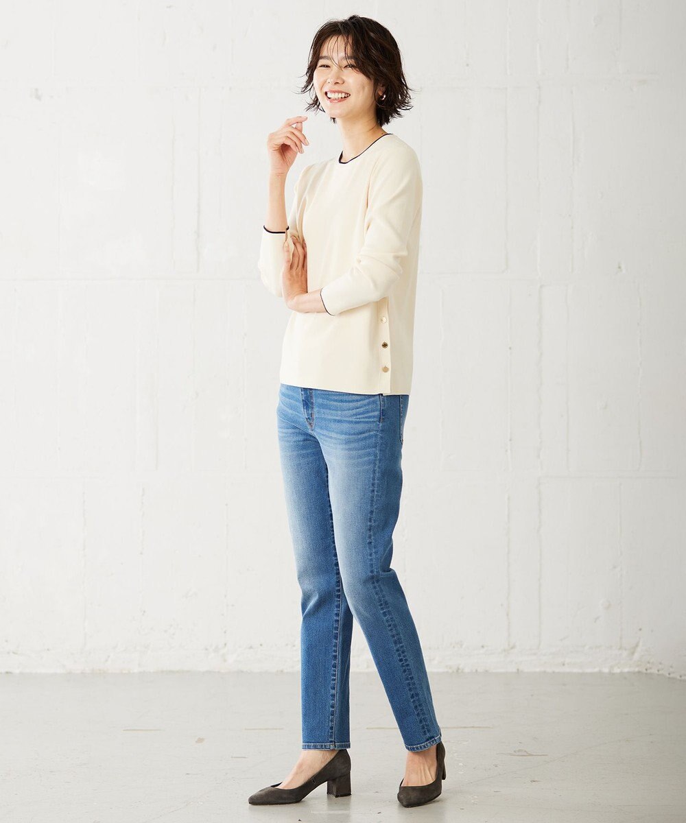 J.PRESS LADIES 【洗える】 レーヨンストレッチフルニードル ニット 